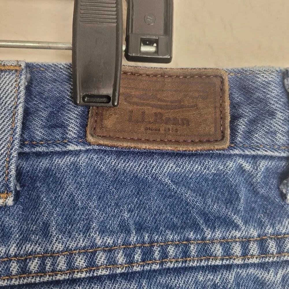 Vtg L.L. Bean Relaxed Fit Blue Jeans 42x34 Big Mens Med Wash Heavy Work Denim